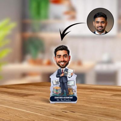 Customized Chartered Accountant (CA) Bobblehead Caricature Standee Desk Decor for CA, Accountants & Finance Professionals Gifts for CA Aspirant & Company CA Battery Powered Moving Head